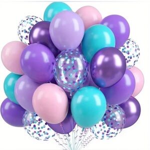 50 Piece Multi Color Latex Balloon Set With Confetti Balloons